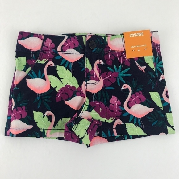 Gymboree Other - Gymboree Navy Pink Flamingo Shorts Size 4 NWT